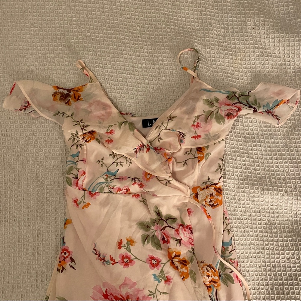 Lulus Wrap Pink Floral High-Low Dress